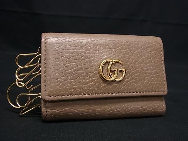 1 jpy # beautiful goods # GUCCI Gucci GGma-monto leather 6 ream key case key inserting lady's beige group AX5773