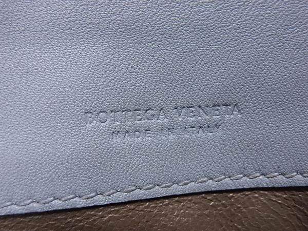 1円 BOTTEGA VENETA ボッテガヴェネタ イントレチャート レザー 二つ折り 長財布 ウォレット 札入れ 小銭入れ ライトブルー系 FB0247の画像6