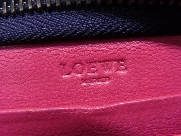 1円 LOEWE ロエベ アナグラム レザー ラウンドファスナー 長財布 ウォレット 小銭入れ 札入れ カード入れ レディース パープル系 DA6826_画像5