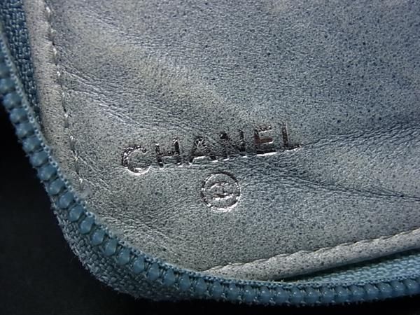 1円 CHANEL シャネル ココマーク カメリア ラムスキン 財布 ウォレット レディース グレー系×ライトブルー系 AW5694の画像6