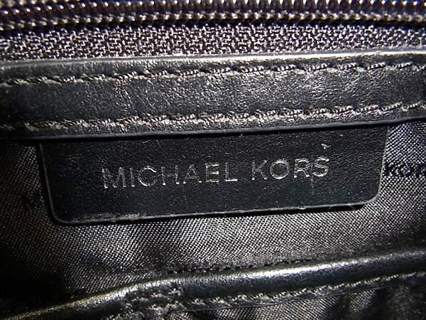 1円 ■美品■ MICHAEL KORS マイケルコース MK柄 PVC×レザー トート ハンドバッグ ショルダーバッグ 肩掛けかばん ブラック系 BI1889の画像6