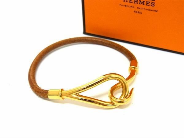 1円 ■美品■ HERMES エルメス ジャンボ レザー ゴールド金具 ブレスレット アクセサリー レディース ブラウン系 FC1247の画像1