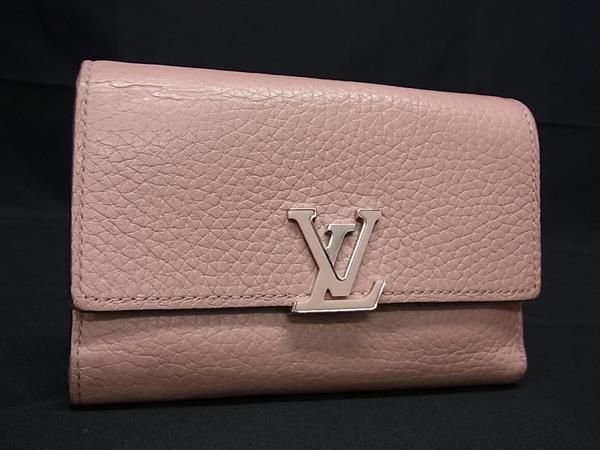 1円 ■美品■ LOUIS VUITTON ルイヴィトン M62156 トリヨンレザー ポルトフォイユ カプシーヌ コンパクト 三つ折り 財布 ピンク系 FA5162の画像1