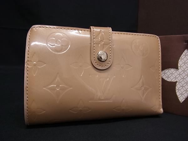 1円 LOUIS VUITTON ルイヴィトン M91525 モノグラムヴェルニ ポルトフォイユ ヴィエノワ 二つ折り 財布 ウォレット ベージュ系 FA5055の画像1