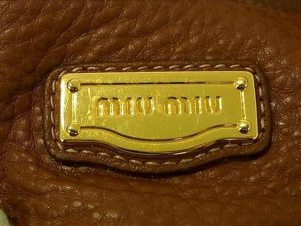 1 jpy # beautiful goods # miumiu MiuMiu leather 2WAY Cross body shoulder tote bag handbag lady's brown group DA9117