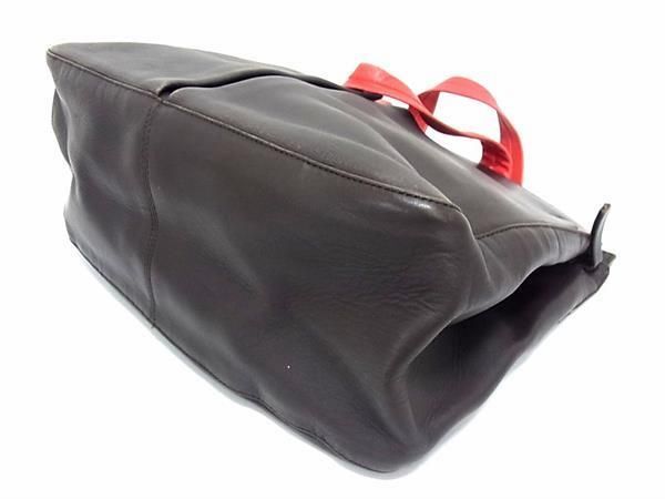 1 иен BALLY Bally кожа большая сумка ручная сумка портфель женский мужской оттенок коричневого × оттенок красного AW8610