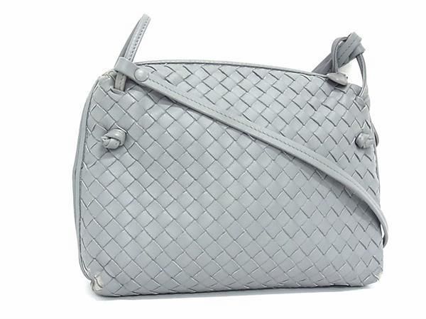 1円 ■美品■ BOTTEGA VENETA ボッテガヴェネタ イントレチャート レザー ショルダーバッグ 肩掛け レディース グレー系 AY1729の画像1