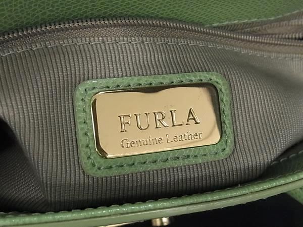 1円 ■美品■ FURLA フルラ メトロポリス レザー 鍵付き 2WAY クロスボディ ハンドバッグ ショルダー 斜め掛け ライトグリーン系 BL0075の画像6