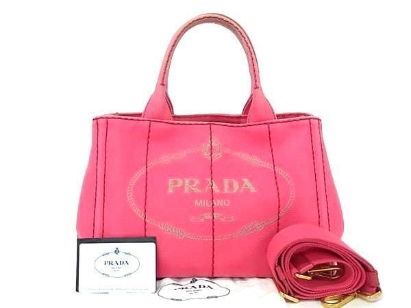 1円 PRADA プラダ B2439G ミニカナパ キャンバス 2WAY クロスボディ ショルダーバッグ ハンドバッグ レディース ピンク系 AY1712の画像1