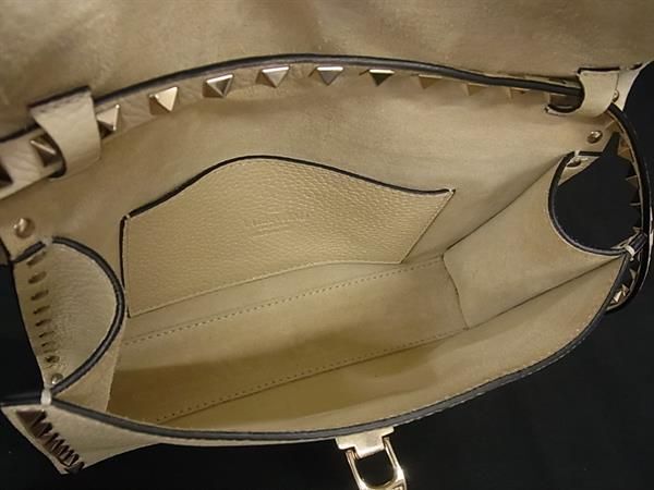1 jpy # beautiful goods # VALENTINO GARAVANI Valentino galava-ni lock studs leather one shoulder bag ivory series FA5923