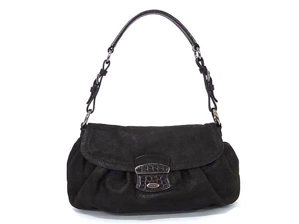 1円 ■美品■ PRADA プラダ レザー ワンハンドル ワンショルダーバッグ ハンドバッグ ダークブラウン系 FA5949_画像1