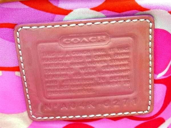 1円 ■美品■ COACH コーチ 6871 ストロー×レザー カゴバッグ ハンドバッグ レディース ブラウン系×ブラック系 FA6125の画像6