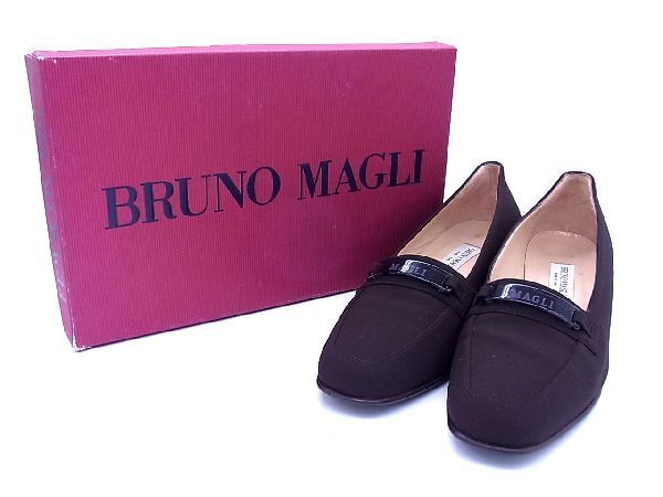 ■美品■ BRUNOMAGLI ブルーノマリ ナイロン ヒール パンプス 表記サイズ34 1/2(日本サイズ 約21.5cm) 靴 シューズ ブラウン系 DD2913の画像1