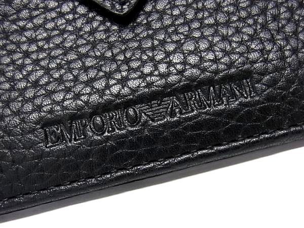 ■新品■未使用■ EMPORIO ARMANI エンポリオアルマーニ レザー フラグメントケース コインケース カード入れ ブラック系 FC0039_画像5