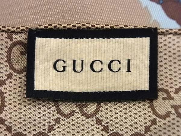 1円 ■極美品■ GUCCI グッチ GG柄 フラワー 花柄 大判 スカーフ ストール ショール レディース ブラウン系×マルチカラー FC1491の画像4