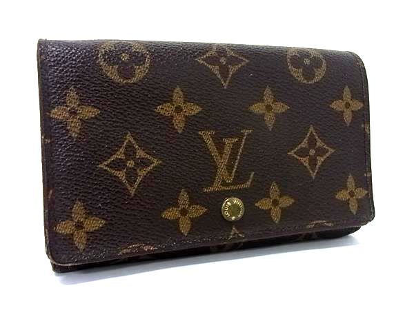 1円 LOUIS VUITTON ルイヴィトン M61730 モノグラム ポルトモネビエ トレゾール 二つ折り 財布 ウォレット 小銭入れ ブラウン系 FB0130_画像1