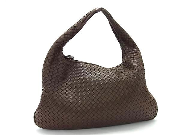 1円 BOTTEGA VENETA ボッテガヴェネタ イントレチャート レザー ワンハンドル ショルダーバッグ 肩掛け ブラウン系 FC4598_画像1