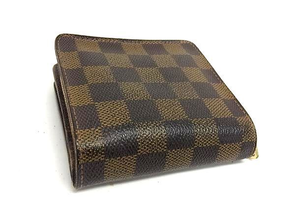 1円 LOUIS VUITTON ルイヴィトン N61668 ダミエ コンパクトジップ 二つ折り 財布 ウォレット レディース メンズ ブラウン系 BG7916_画像2