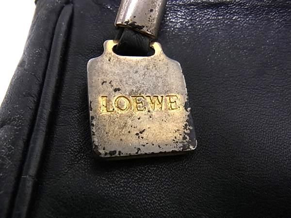 1円 LOEWE ロエベ アナグラム レザー クラッチバッグ セカンドバッグ マルチケース ポーチ メンズ レディース ブラック系 AW8645_画像5