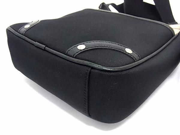 1 иен # прекрасный товар # BURBERRY Burberry нейлон парусина × кожа в клетку Cross корпус сумка на плечо наклонный .. оттенок черного BG8209
