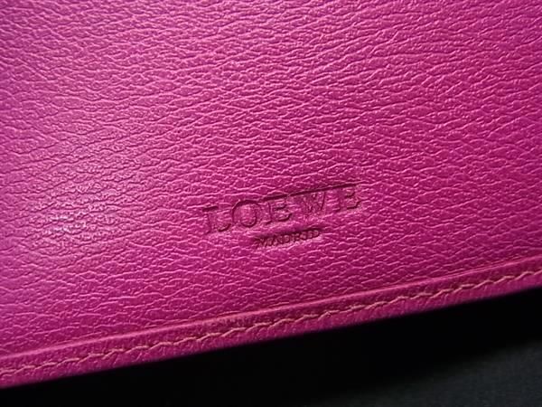 1円 ■美品■ LOEWE ロエベ アナグラム レザー ニつ折り 財布 ウォレット 札入れ 小銭入れ カード入れ レディース ピンク系 BG7967_画像6