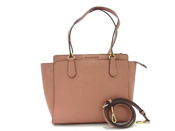 1円 ■美品■ MICHAEL KORS マイケルコース レザー 2WAY ハンドバッグ ショルダーバッグ レディース ピンクブラウン系 FA6130_画像1