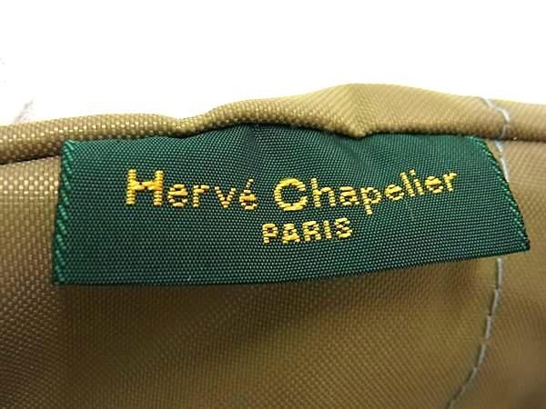 1円 Herve Chapelier エルベシャプリエ 舟形トート ナイロン トートバッグ ショルダー 肩掛けかばん レディース メンズ カーキ系 FA6106_画像6