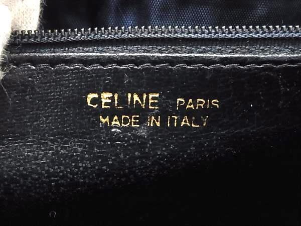 1円 CELINE セリーヌ Cサルキー 馬車金具 キャンバス×レザー クロスボディ ショルダーバッグ 肩掛け 斜め掛けかばん ネイビー系 BG8291_画像6