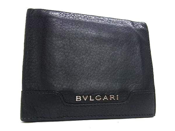 1円 ■極美品■ BVLGARI ブルガリ レザー 二つ折り 札入れ 財布 ウォレット メンズ ブラック系 BL0558の画像1