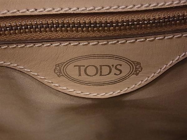 1円 ■美品■ TODS トッズ PVC ロゴプレート ハンドバッグ トートバッグ レディース ベージュ系×グレージュ系 FA6167_画像6