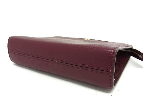 1円 ■新品同様■ kate spade ケイトスペード PWRU7397 レザー 化粧ポーチ マルチケース 小物入れ レディース ボルドー系 FA6329_画像3