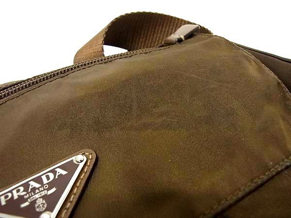 1 иен # прекрасный товар # PRADA Prada te Hsu to нейлон × кожа Cross корпус сумка на плечо наклонный .. плечо .. хаки серия FA6298
