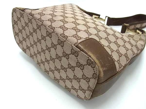 1円 GUCCI グッチ 001 4204 203998 GG柄 GGキャンバス×レザー ワンショルダーバッグ ハンドバッグ ベージュ系×ブラウン系 AZ1795_画像4