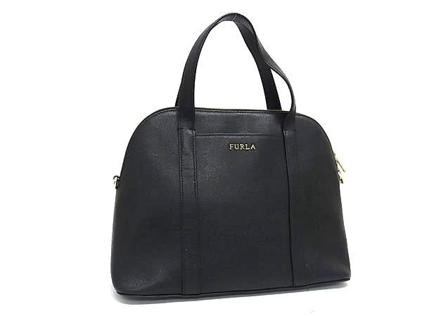 1円 ■美品■ FURLA フルラ サンディ レザー トートバッグ ハンドバッグ レディース ブラック系 AZ1716_画像1