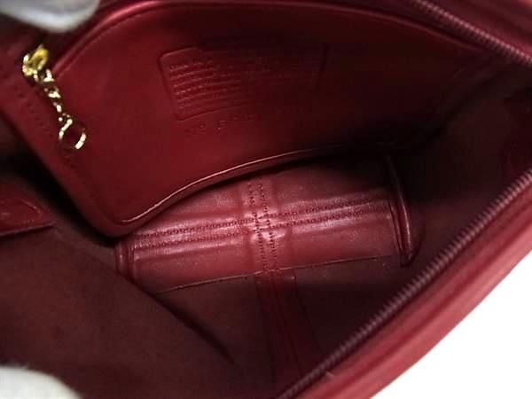 1 jpy # beautiful goods # COACH Coach Old Coach Vintage USA America made leather shoulder bag pochette diagonal .. red group BI2081