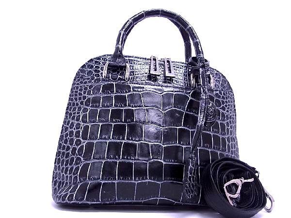 1 jpy # finest quality # genuine article #JRA official recognition # ultimate beautiful goods # crocodile eyes ground dyeing midnight black processing 2way handbag shoulder black group EA2231