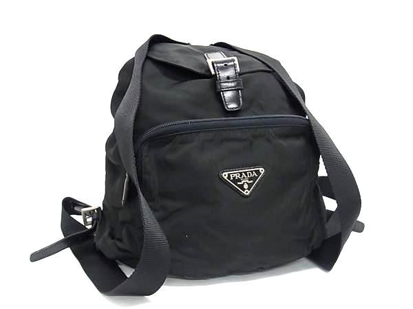 1円 PRADA プラダ テスートナイロン 巾着型 リュックサック バックパック デイパック レディース ブラック系 BK0855_画像1