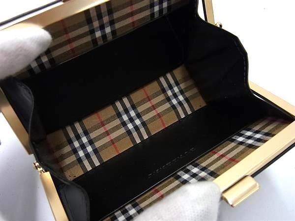 1円 ■極美品■ BURBERRY バーバリー レザー がま口 コインパース 小銭入れ 財布 ウォレット メンズ レディース ブラック系 FA7851_画像3