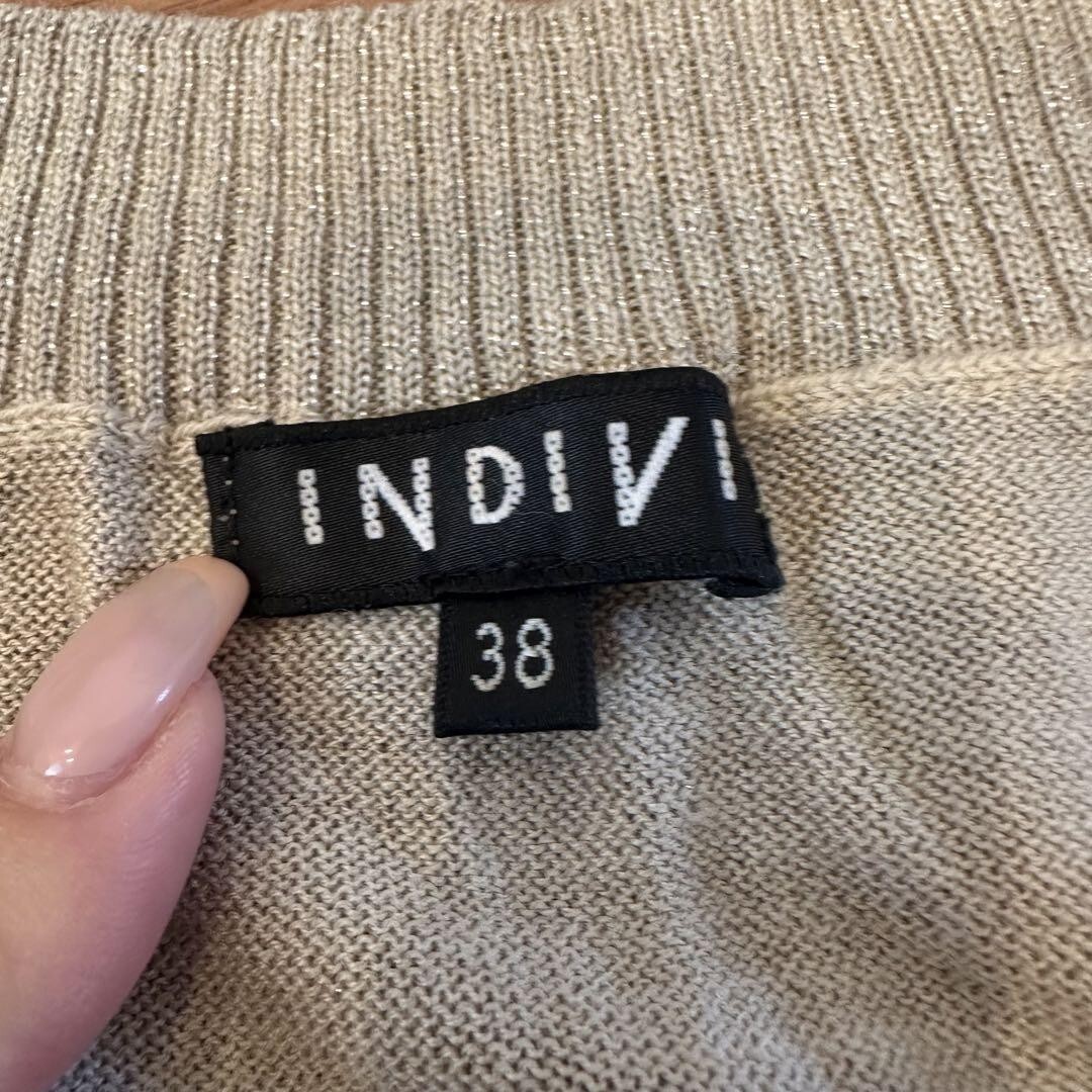 INDIVI インディヴィ ラメセーター セーター ラメ ベージュ 38サイズ 春ニットの画像6