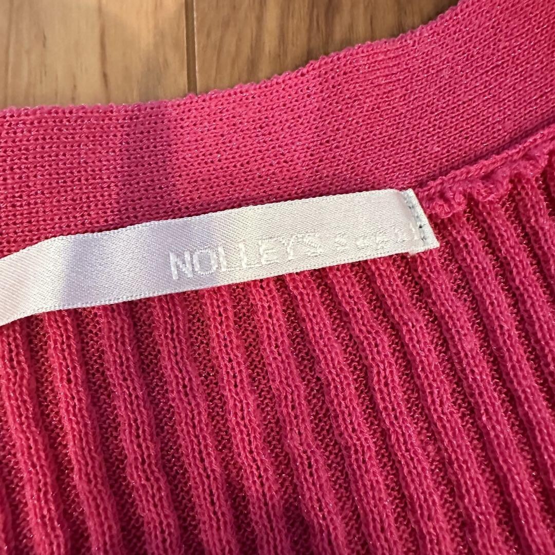 NOLLE\'S Nolley's cardigan 36 size made in Japan pink long sleeve shell button spring cardigan rib knitted 