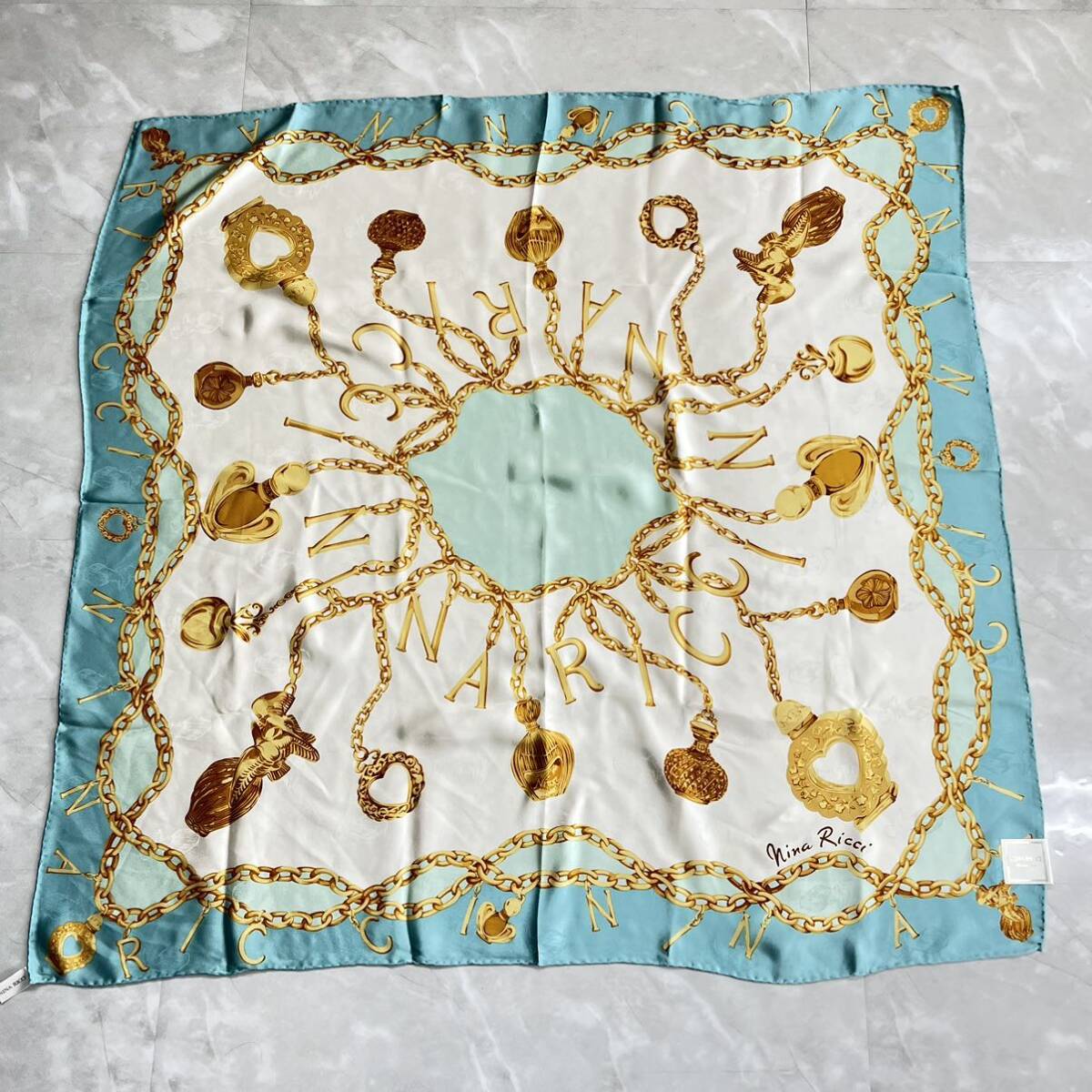  new goods NINARICCI Nina Ricci large size scarf silk scarf Logo chain pattern silk silk scarf 