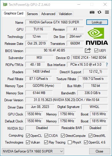 MSI GTX1660 Super 6GB AERO ITX OC グラフィックボード 動作確認済 6の画像9