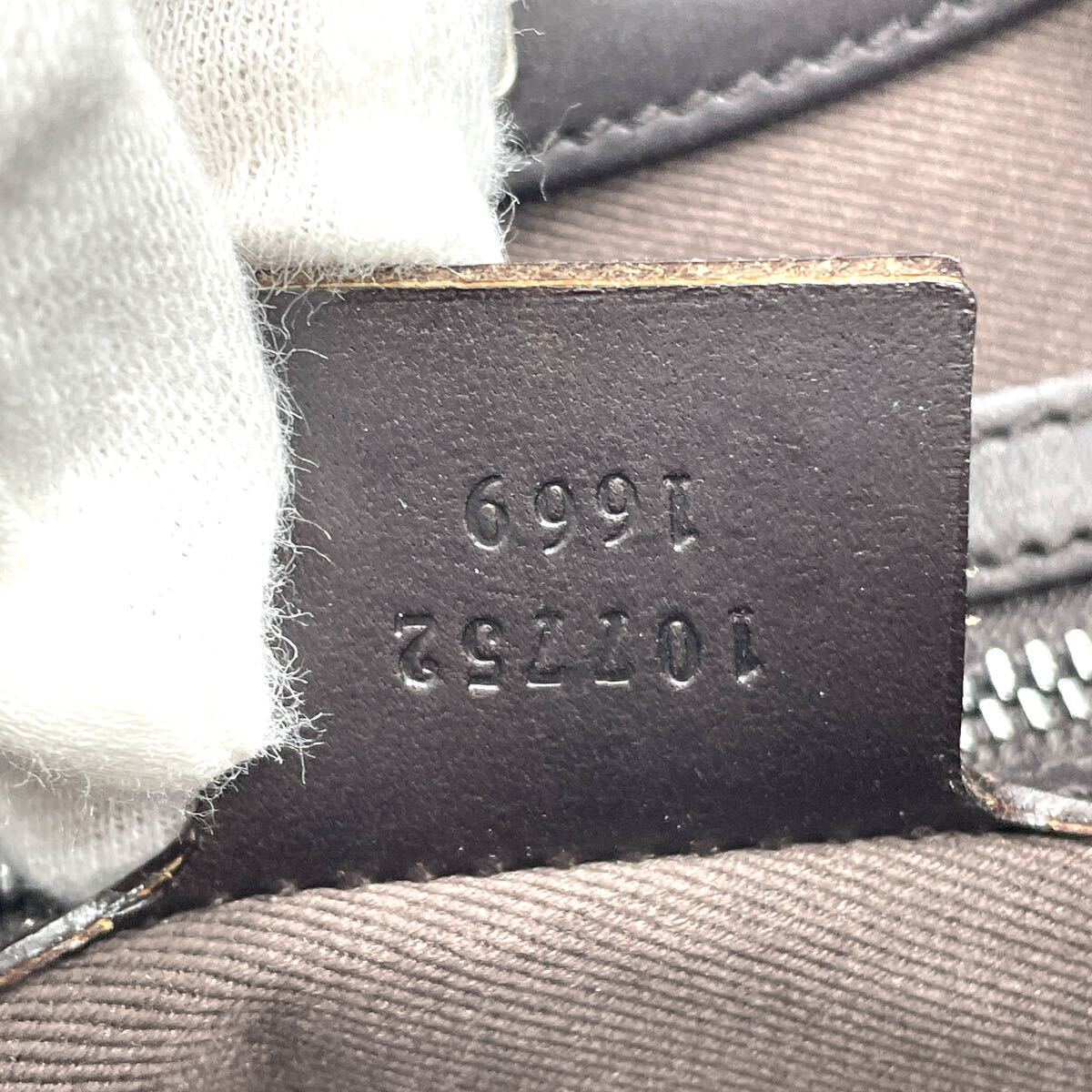 1円 美品 GUCCI グッチ GGキャンバス レザー ブラウン ワンショルダーバッグ 肩掛け ハンドバッグ 107752_画像8