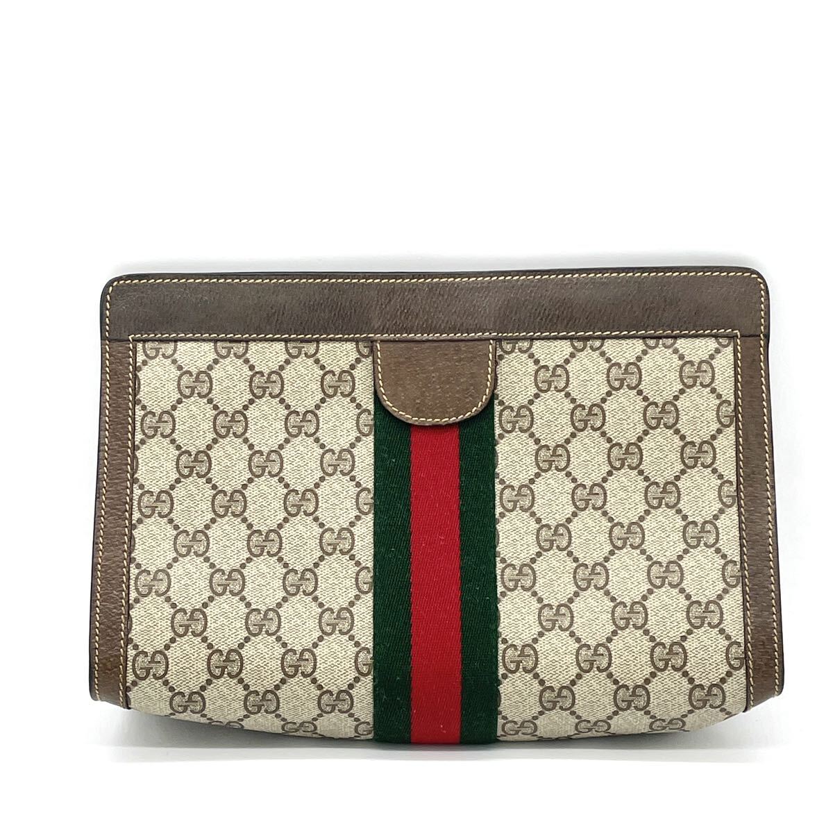 1円 外観極美品 GUCCI オールドグッチ シェリーライン GG柄 ブラウン クラッチバッグ セカンドバッグの画像1