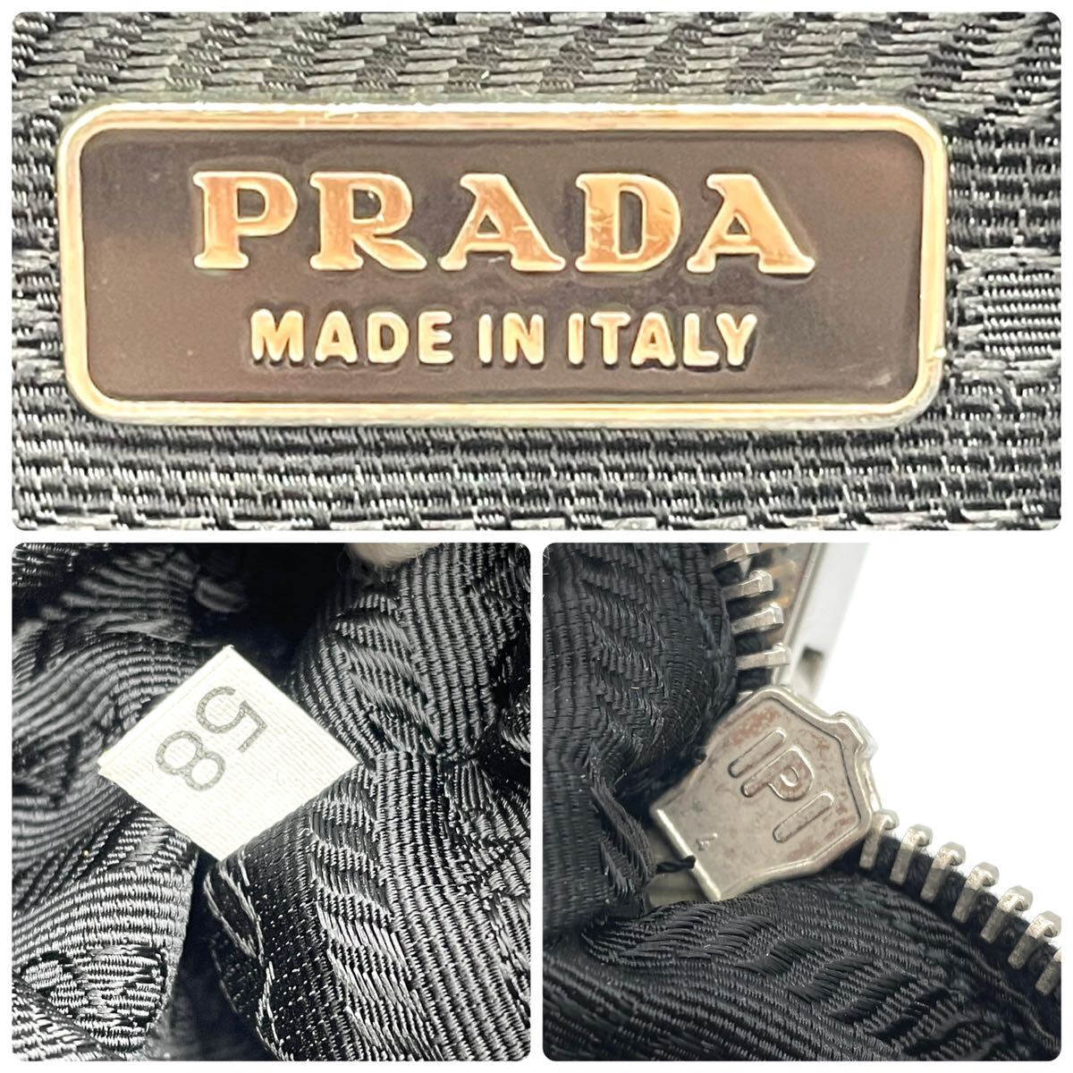 1円 美品 PRADA プラダ テスートナイロン レザー アクセサリーポーチ ワンショルダーバッグ ハンドバッグ ロゴプレート SV金具の画像9