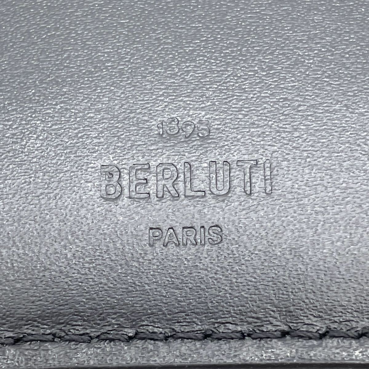 1円 極美品 BERLUTI ベルルッティ ジャグア スクリットレザー カードケース 名刺入れ ブラック系の画像5