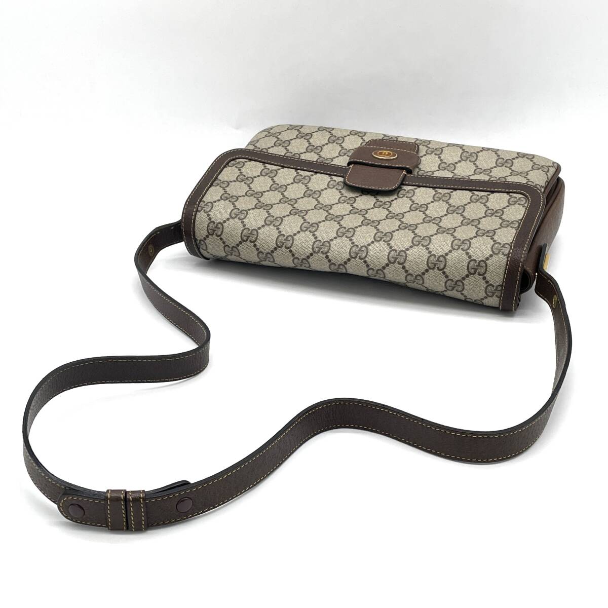 1 jpy .. none ultimate beautiful goods GUCCI Old Gucci GG pattern Brown 2way shoulder bag Inter locking G Gold metal fittings 