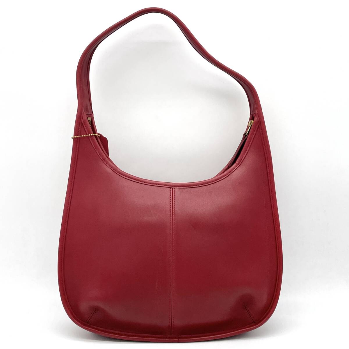 1 jpy ultimate beautiful goods COACH Old Coach car f leather L go horn bo- one shoulder bag shoulder .. red red half moon 
