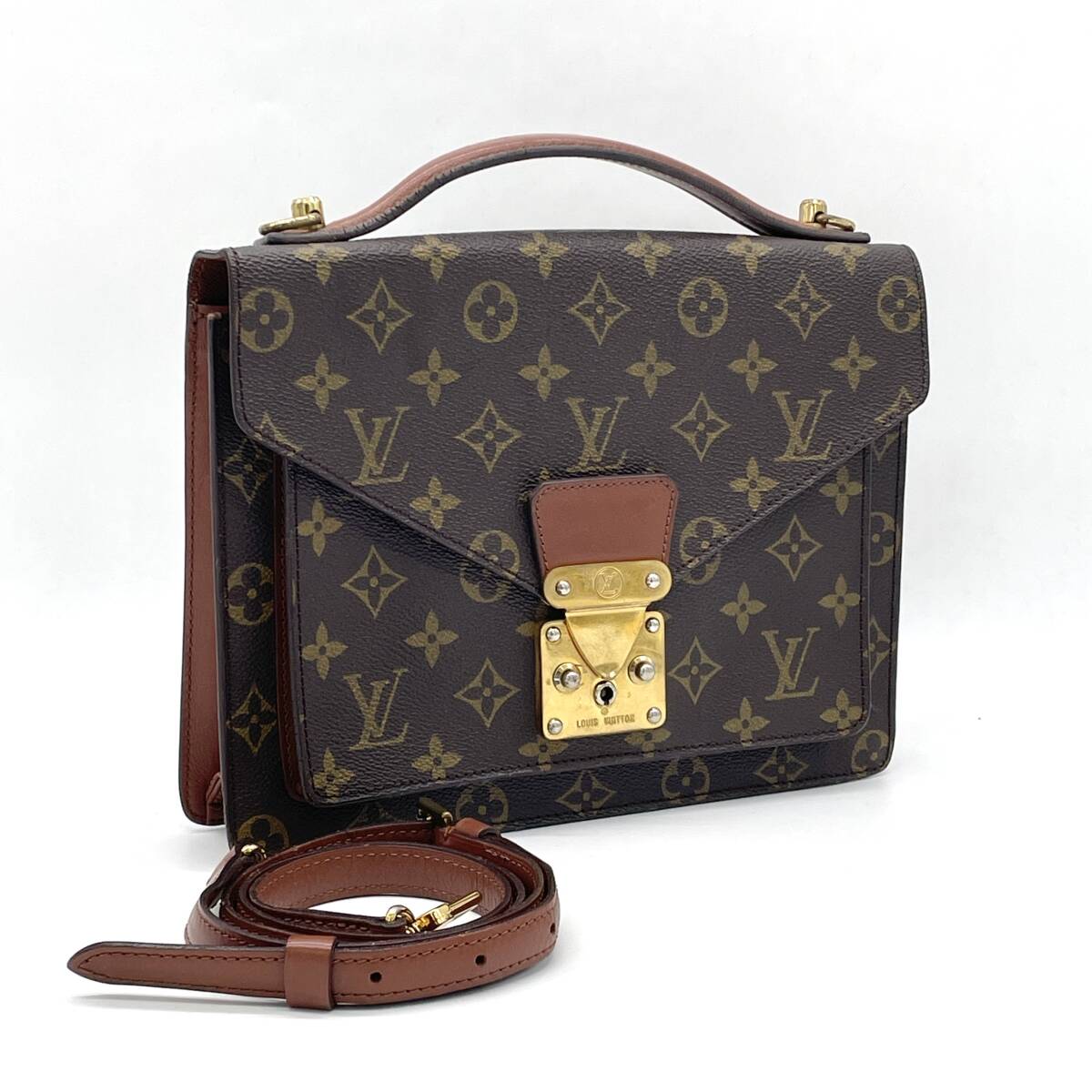 1円 良品 LOUIS VUITTON ルイヴィトン モノグラム モンソー26 2way ハンドバッグ ショルダー レディース メンズ M51187