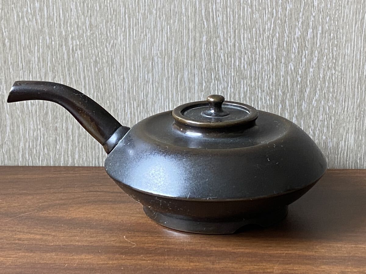 釜師 名越昌晴 造 銅製 水注 酒次 金工 美術 酒器 銅器 水差し 約485ｇ_画像1